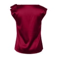 thumbnail image 5 of Vmvidoty Women's Casual T-Shirts Short Sleeve Crewneck Summer Stretchy Shirt Textured Tops Wine 2XL, 5 of 6