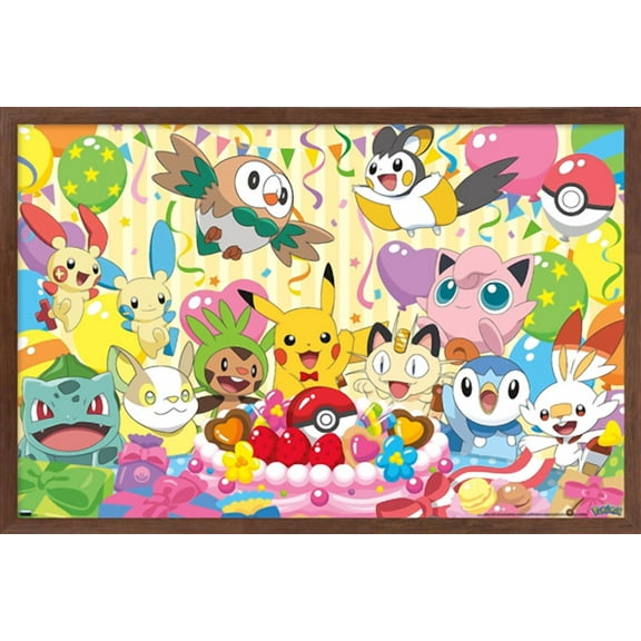Pokemon - Birthday Party Wall Poster, 14.725" x 22.375" Framed