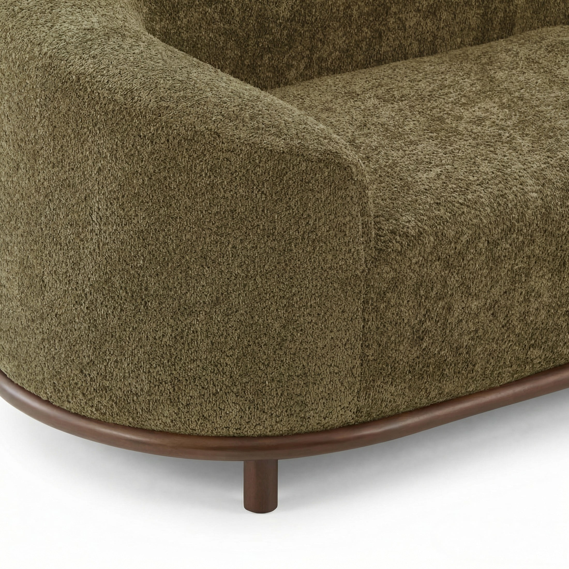 Christopher Knight Home Modern Boucle Chaise Lounge Sofa with 3 Seats, Solid Wood Frame, Green