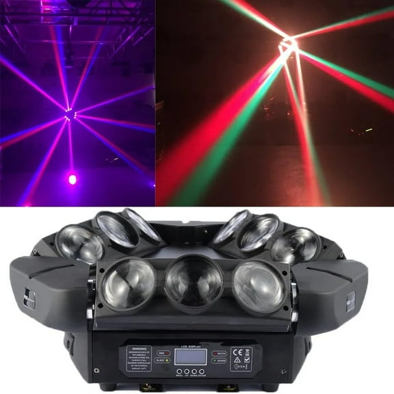 Spider Mini Beam LED Moving Head Disco Light with 9 Picecs 3-Watt High-Intensity Beam Led RGB for Home Coming Party Club Rotation Lighting Effect