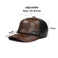 thumbnail image 3 of Men's Genuine Cowhide Leather Baseball Cap with Earflaps, Warm Autumn Winter Hat, 3 of 6