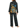 thumbnail image 4 of FOR U DESIGNS Butterfly Sunflower Button Up Pajamas for Women Long Sleeve Sleepwear Pants and V-neck Tops 2 Pack Size 3XL Button Down Pajama for Women Loose Fit, 4 of 7