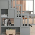 thumbnail image 5 of Harper & Bright Designs Full Size Loft Bed with Desk, Wooden Loft Bed Frame with Staircase and Shelves for Bedroom, Grey, 5 of 9