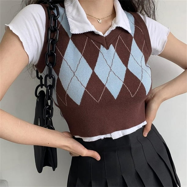 Plaid sweater deals vest womens