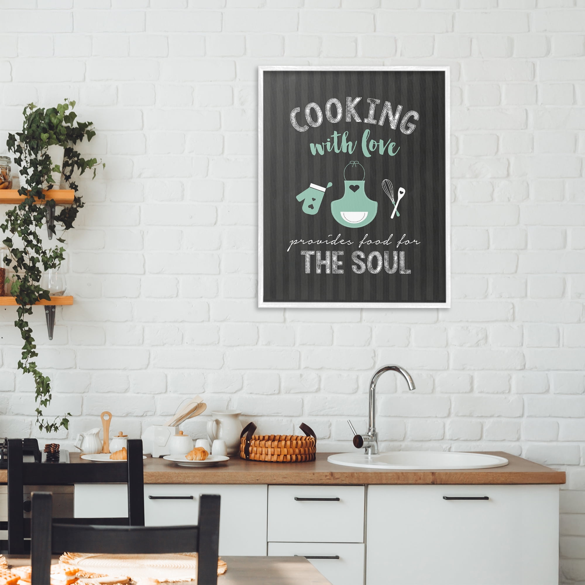 Food For Soul Black & Green White Framed Giclee Art, design by Lettered and Lined