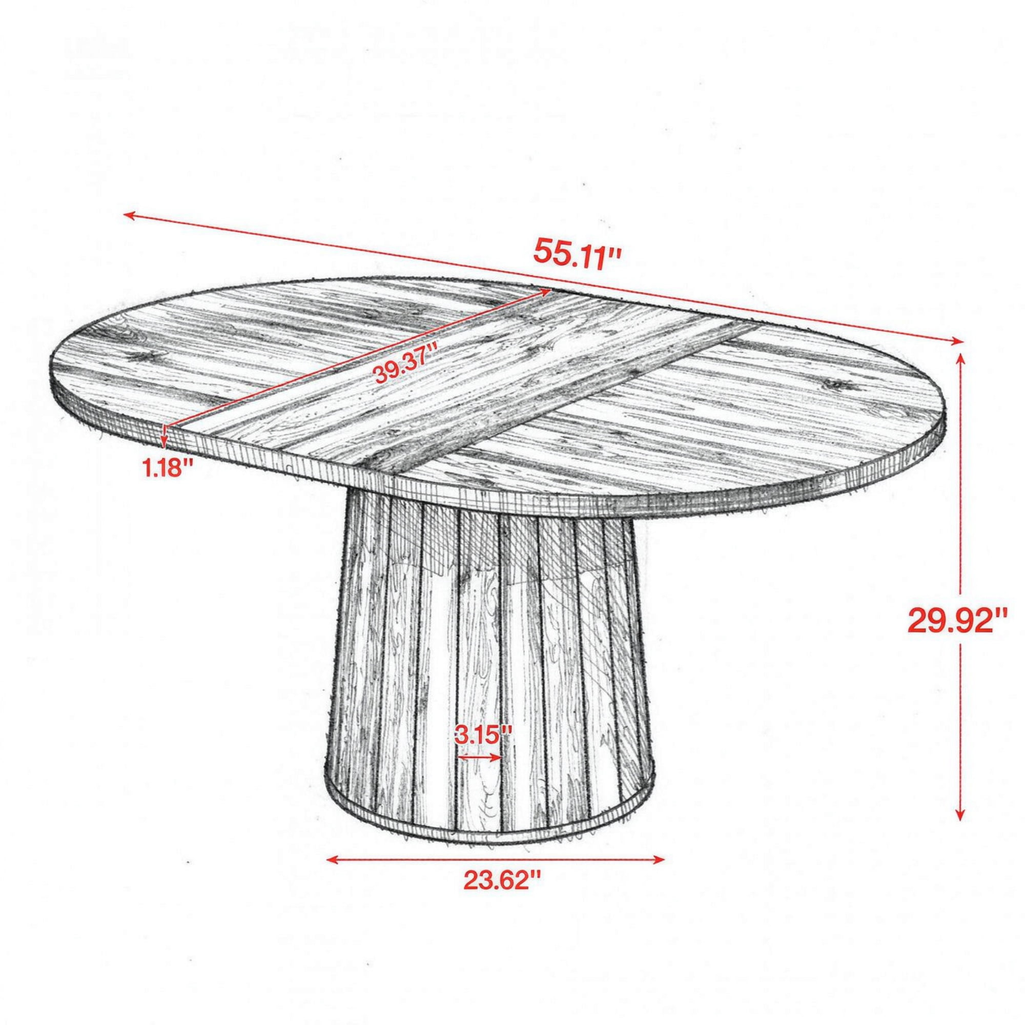 55 in Oval Wood Conference Table for 6 People