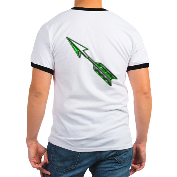 CafePress - Green Arrow - 100% Cotton Ringed T-Shirt