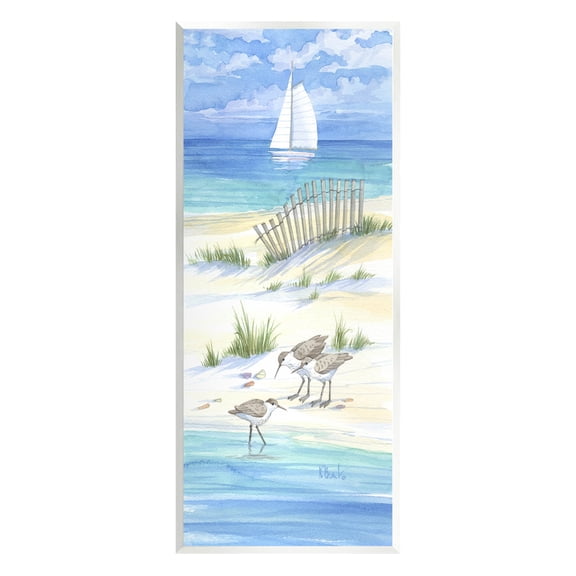 Stupell Industries Beachside Coastal Sandpiper Birds Painting Unframed Art Print Wall Art, Design by Paul Brent