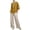 Yellow, variant on Women's Two Piece Outfit Set Embroidered Linen Blended 3/4 Sleeve Bohemian Top and Wide Leg Pants for Women Daily