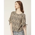 thumbnail image 5 of Moomaya WomenS Printed Round Neck Top, Tie-Up Cold Shoulder Top, 5 of 8