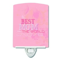 Caroline's Treasures BB5419CNL The Best Mom in the World Pink Ceramic Night Light, 6x4x3", multicolor