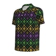 thumbnail image 4 of Wukai Mardi Gra Geometric Men’s Polo Shirts,Quick-Dry Athletic Shirt,Classic Fit Shirts-Medium, 4 of 8