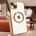 thumbnail image 1 of Clear Case for iPhone 14 with Camera Lens Protector Hard PC Magnetic Case Compatible with MagSafe Elegant Slim Protection Case Cover for iPhone 14 6.1 Inches- Gold, 1 of 15