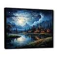 thumbnail image 2 of Designart "The Starry Night By Vincent A Masterpiece" Landscapes Floater Framed Wall Art Living Room, 2 of 7