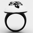 thumbnail image 3 of Two-Tone IP Black Stainless Steel Ring with Epoxy in White for Women Animals Theme White Stone Color Style TK1295 Size 9, 3 of 4