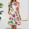 thumbnail image 2 of Sweets And Rainbow Lollipops Pattern Dress Summer Street Style Dresses Female Short Sleeve Printed Sundress, 2 of 7