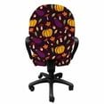 thumbnail image 3 of Autumn Office Chair Slipcover, Pumpkin Acorn Mushroom Seasonal Vegetable Veggies Tree Leafs Composition, Protective Stretch Decorative Fabric Cover, Standard Size, Dark Maroon Marigold, by Ambesonne, 3 of 5