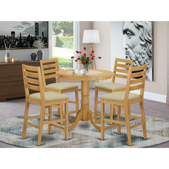 East West Furniture JACF5-OAK-C Counter Height Dining Table Table & 4 Chairs, Oak
