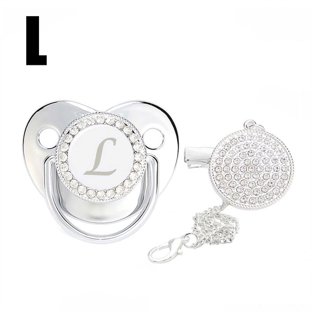DPTALR Baby Pacifier 26 Letter Name Initial Clip Silicone Infant Nipple Bling Newborn Pacifier