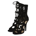 thumbnail image 5 of Breckelles BK04 Women Suede Peep Toe Cut Out Lace Up Stiletto Sandal Heel, 5 of 6
