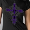 thumbnail image 2 of Hot Leathers GLR1469 'Studded Fleur De Lis Cross' Ladies Black T-Shirt Small, 2 of 3
