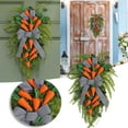 thumbnail image 2 of Easter Wreath for Front Door and Windows 30 cm x 55 cm Rattan Hanging Decor with Artificial Radish and Spring Plants, 2 of 9