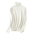 thumbnail image 3 of Button Down Shirts For Women, Turtleneck Pullover Sweater, Slim Bottoming Style, Silk Wool, Suitable For Fall And Winter, White XL, Size S-3XL, 3 of 4