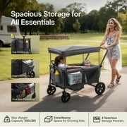 BabyVista Wagon Stroller All-Terrain for 2 Kids with Canopy, Parents Organizer, Adjustable Handlebar, Compact Foldable Baby Stroller Collapsible Toddler Stroller