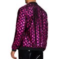 thumbnail image 3 of CHAQUETA CHIC para Hombres Chaqueta de Béisbol con Lentejuelas Argyle Chaqueta Brillante para Fiesta Club Color Rojo Rosa, 3 of 6