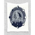 thumbnail image 1 of Northwoods Tapestry, Mountains Celtic Style Great Outdoors Symbol of Adventure and Camping, Wall Hanging for Bedroom Living Room Dorm Decor, 40W X 60L Inches, Dark Blue and White, by Ambesonne, 1 of 2