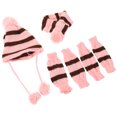 thumbnail image 4 of 1 Juego de punto bufanda del invierno d Sombrero perro caliente Conjunto de vestuario para mascotas Festival raya ropa de invierno Accesorios Tamaño M rosa y Brown, 4 of 8