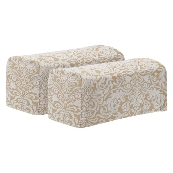 2Pack Stretch Armrest Covers, Jacquard Soft Couch Arm Slipcovers, Apricot