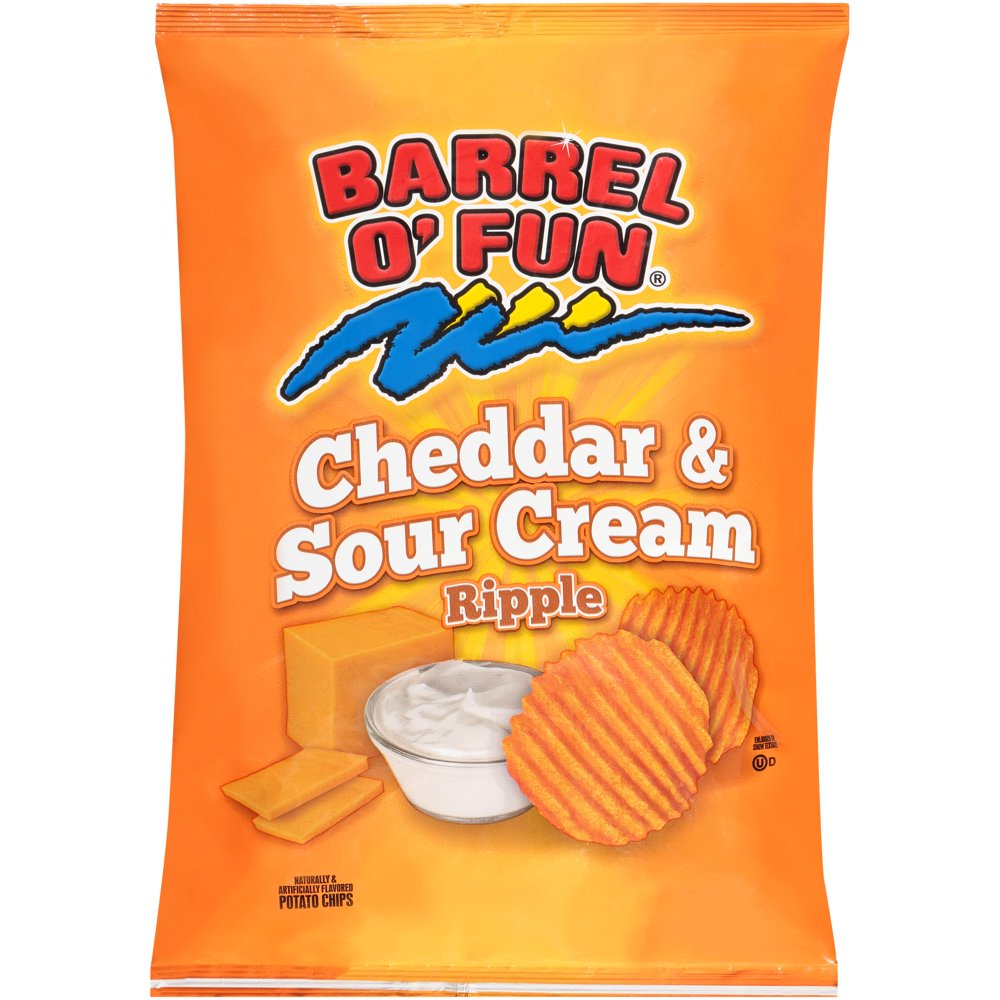 Barrel O' Fun Cheddar & Sour Cream Ripple Potato Chips, 10 Oz