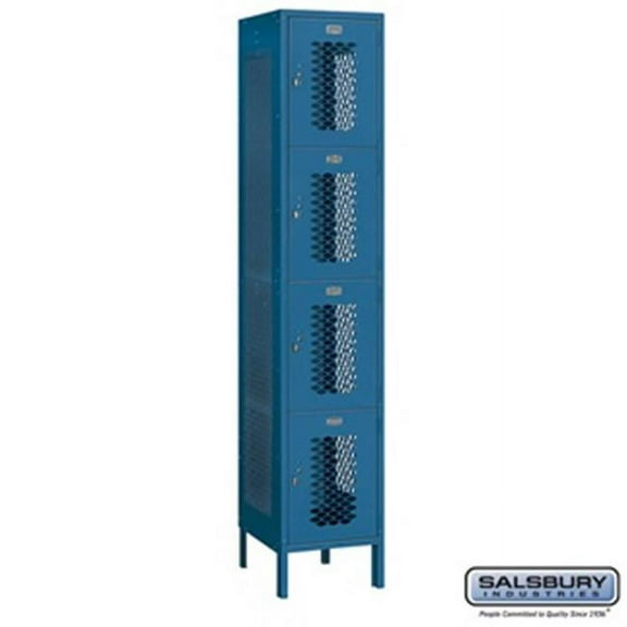 Salsbury 84168BL-A 1 x 6 x 18 in. Four Tier Extra Wide Vented Metal Locker, Blue - Assembled