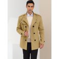 thumbnail image 2 of Unique Bargains Men's Winter Coat Stand Collar Double Breasted Pea Coats L Khaki, 2 of 6