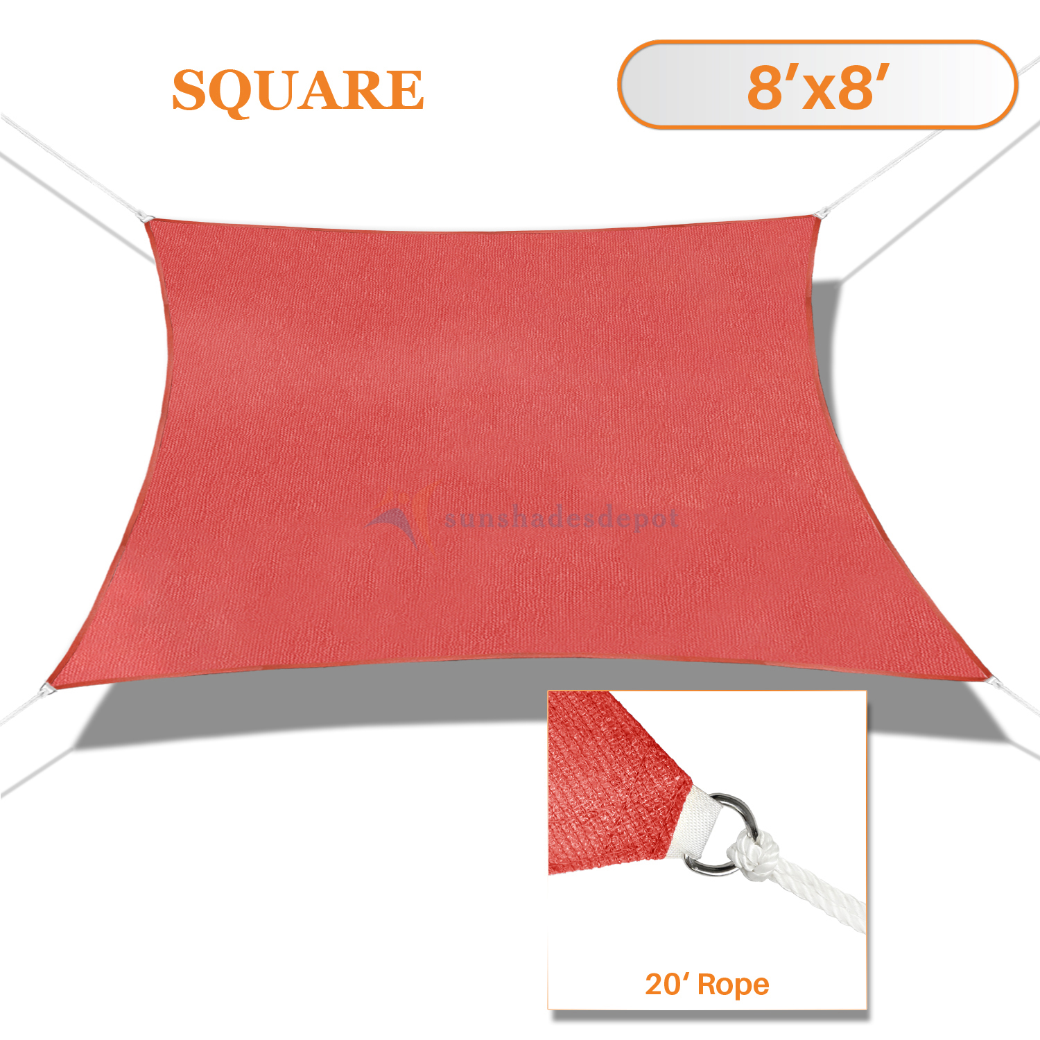 Sunshades Depot Sun Shade Sail Square 180 GSM HDPE Permeable Curved