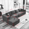 thumbnail image 3 of Modern L-Shaped Cloud Sectional Sofa with Black Plush Corduroy Fabric (106"), 3 of 25