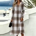 thumbnail image 6 of Women's Fall Boho Floral Print V-Neck Dress Floral Long Sleeve V Neck Dresses Casual Vacation Dress Trendy Lightweight Breathable Dress, 6 of 6