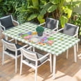 thumbnail image 2 of Easter Table Cloths for 5 Foot Rectangle Tables, Spring Watercolor Bunny Eggs Butterflies Green Plaid Patio Waterproof Elastic Fitted Tablecloths, Washable Rectangular Table Cover for Camping, 2 of 8