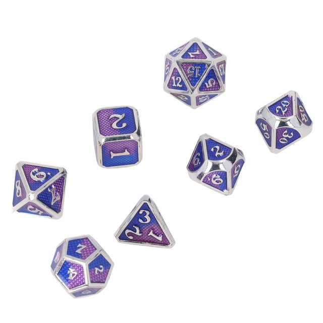 Dados Juego de Dados de Color poliédrico metálico Número Blanco Claro Metal para Mesa ANGGREK Otros