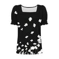 thumbnail image 5 of Weiqiqre Going Out Tops for Women Puff Short Sleeve V Neck T Shirts Dressy Casual Spring Blouses for Women, 5 of 5