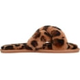 thumbnail image 4 of Womens Genuine Thick Sheepskin Open Back Peep Toe Cross Over Slipper Slider - Leopard - US 7, 4 of 7