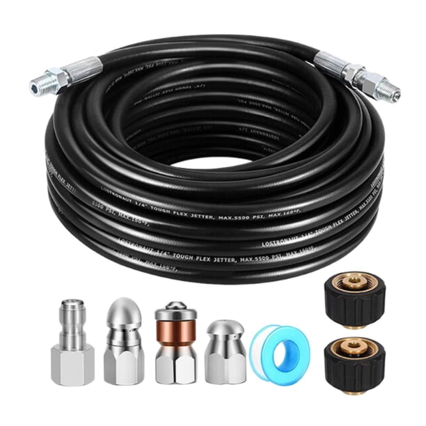 Kit Desatascador de Manguera de Drenaje con Conectores para Lavadora a Presión Uso Reforzado Material Metálico Fácil Conexión Adecuado para Limpieza D Estilo H