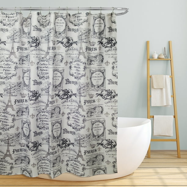 Linen Store Fabric Canvas Shower Curtain, 70"x70", Paris, Paris
