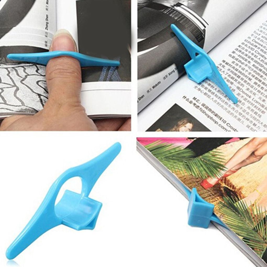 IKAAR 5pcs Book Page Holder Marker Multifunction Finger Ring Bookmark Helper Gift For Reader Book Lover Blue