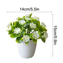 SLYNSHome Artificial Pot Flowers Small Fake Plants with Pot Mini Potted Plants for House Office Tabletop Decoration - White