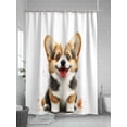 thumbnail image 5 of Fsddascl Cute Sitting Dog Shower Curtain Set - 72" x 78" Washable Bathtub Curtain with 12 Hooks, Watercolor Cartoon Puppy Animal Waterproof Fabric Stall Shower Curtains for Bathroom/Bathtub Décor, 5 of 6