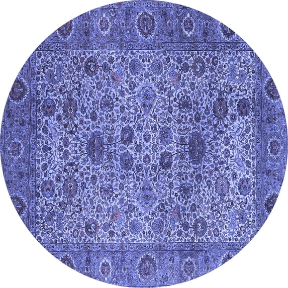 Ahgly Company Machine Washable Indoor Round Persian Blue Traditional Area Rugs, 5' Round