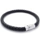 thumbnail image 3 of 2X Acero Inoxidable de Cuero, Pulsera de Cuero Trenzado, para Hombres Mujeres, Negro - Ancho 6mm - Longitud 23cm, 3 of 4