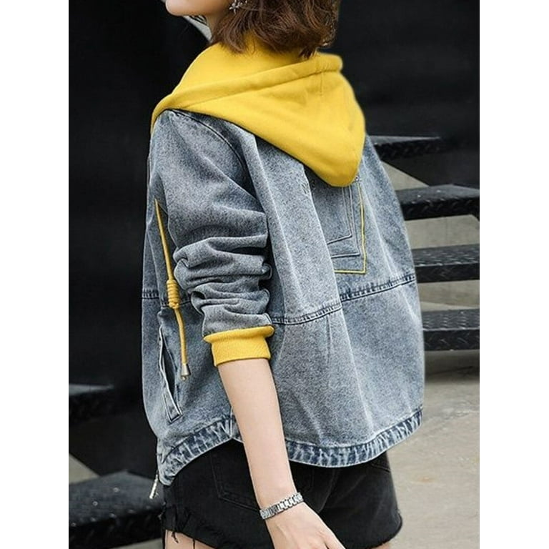 Hooded drawstring boyfriend trends jean swish pockets two piece coat discount